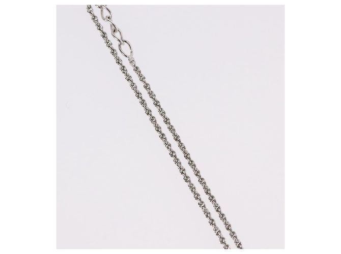 Collana Christian Dior Logo Cerchio Corda Metallo Argento - vista 6