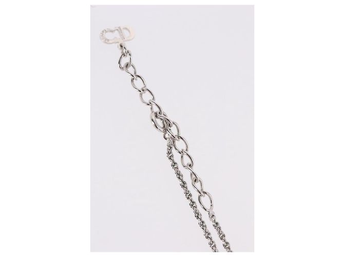 Collana Christian Dior Logo Cerchio Corda Metallo Argento - vista 7