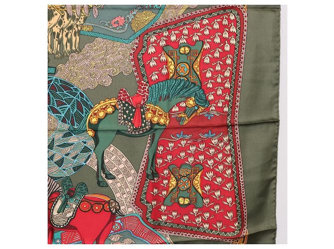 Hermès Carré 90 Art des Steppes Seta Khaki - vista 7