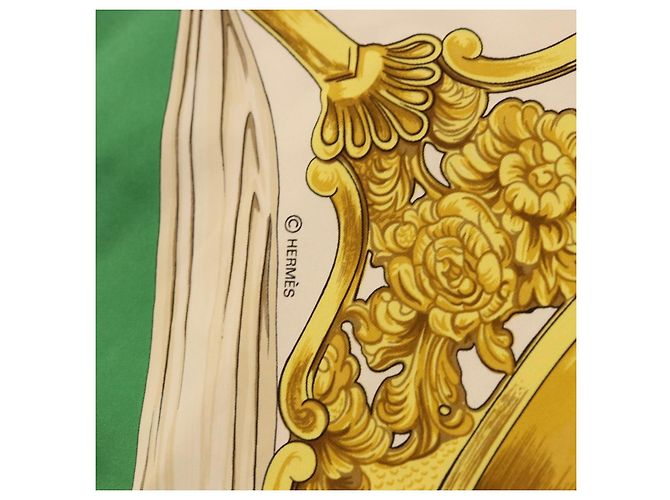 Hermès Carré 90 Etriers Seda Verde - vista 11