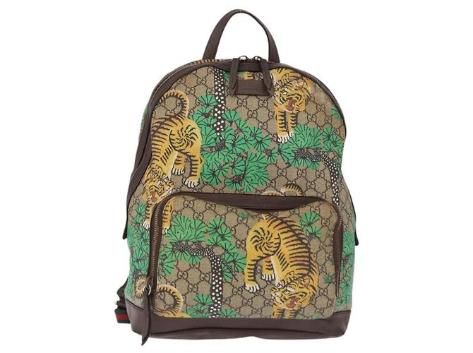 Zaino Gucci GG Supreme Web Sherry Line Bengal Tiger Beige - vista 3