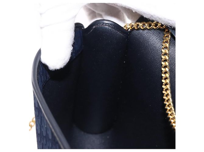 Borsa a catena Christian Dior Trotter Canvas - Blu Navy - vista 19