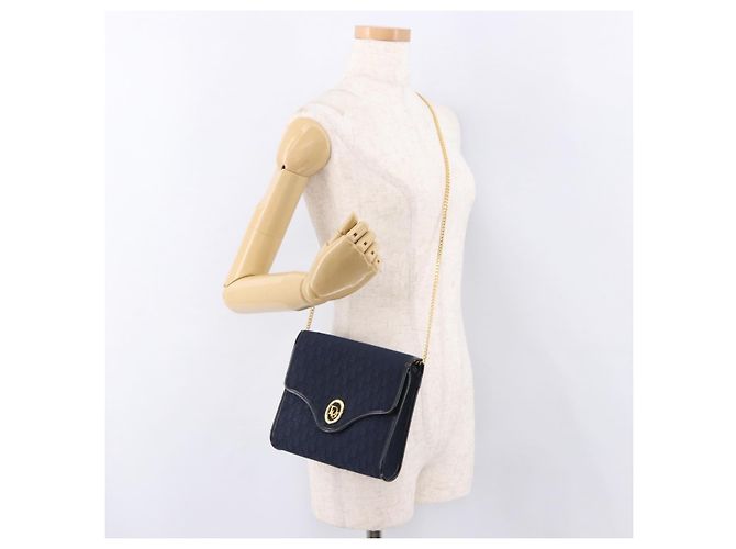 Borsa a catena Christian Dior Trotter Canvas - Blu Navy - vista 20