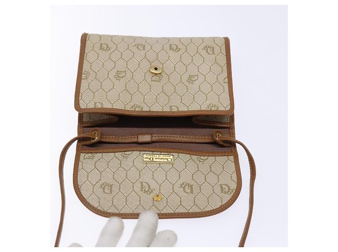 Christian Dior Bolso de hombro de lona Honeycomb Beige Oro - vista 10