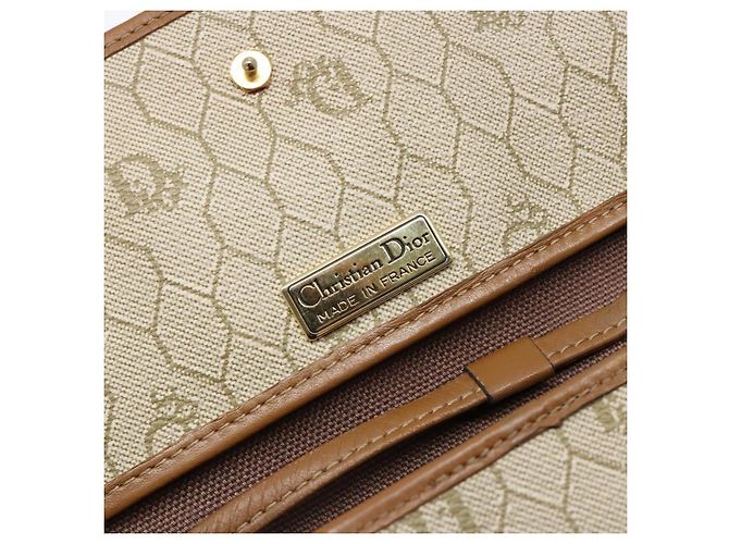 Christian Dior Bolso de hombro de lona Honeycomb Beige Oro - vista 11