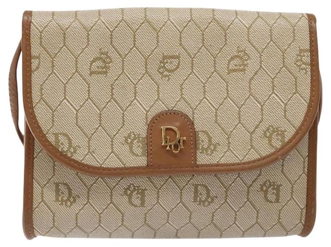 Christian Dior Bolso de hombro de lona Honeycomb Beige Oro - vista 13