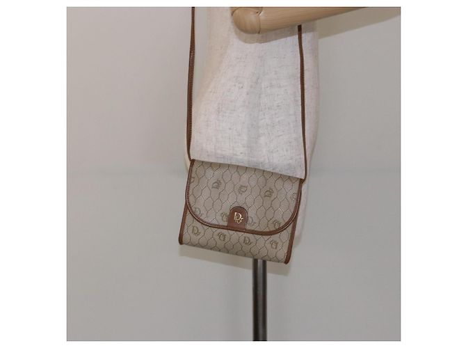 Christian Dior Bolso de hombro de lona Honeycomb Beige Oro - vista 20