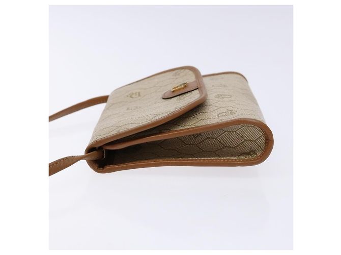 Christian Dior Bolso de hombro de lona Honeycomb Beige Oro - vista 4