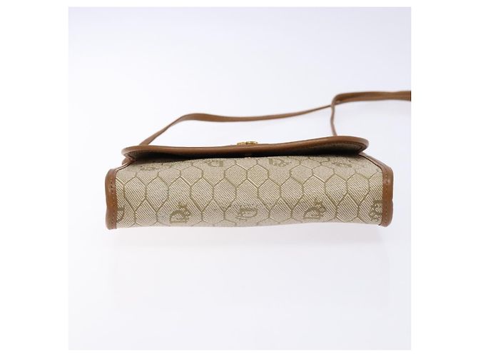 Christian Dior Bolso de hombro de lona Honeycomb Beige Oro - vista 5