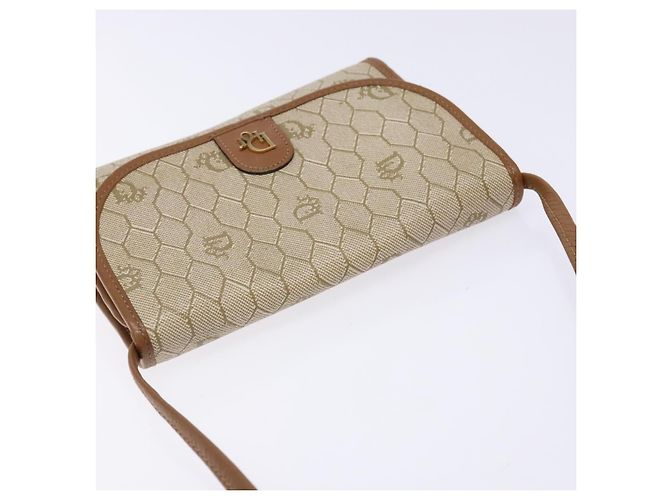 Christian Dior Bolso de hombro de lona Honeycomb Beige Oro - vista 6