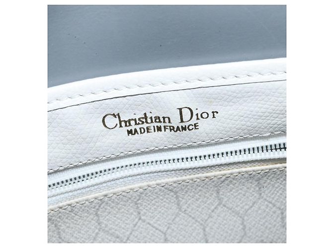 Christian Dior Borsa a tracolla in tela Honeycomb Bianca e Grigia - vista 11