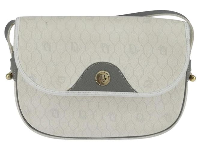 Christian Dior Borsa a tracolla in tela Honeycomb Bianca e Grigia - vista 13