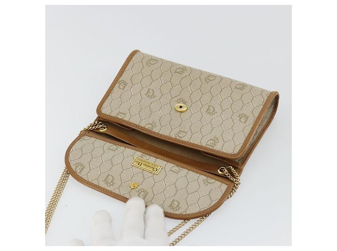 Christian Dior Borsa a tracolla in tela Honeycomb Beige Oro - vista 10