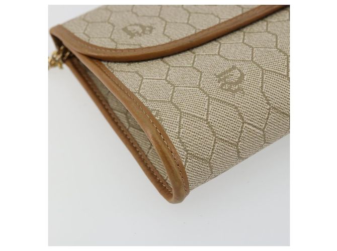 Christian Dior Borsa a tracolla in tela Honeycomb Beige Oro - vista 14