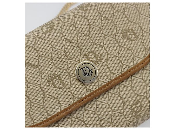 Christian Dior Borsa a tracolla in tela Honeycomb Beige Oro - vista 17
