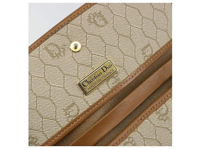 Christian Dior Borsa a tracolla in tela Honeycomb Beige Oro - vista 18