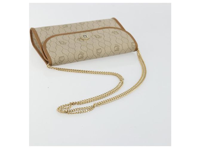 Christian Dior Borsa a tracolla in tela Honeycomb Beige Oro - vista 7