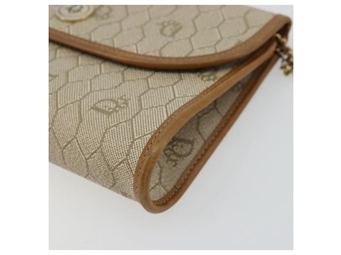 Christian Dior Borsa a tracolla in tela Honeycomb Beige Oro - vista 9