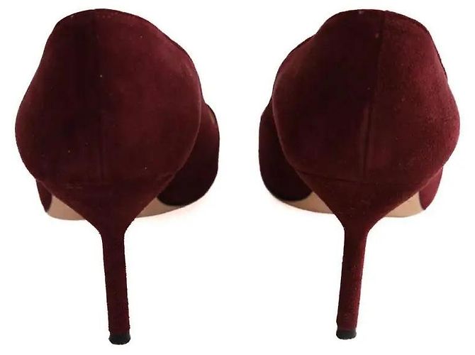 Décolleté Manolo Blahnik in pelle bordeaux - vista 2