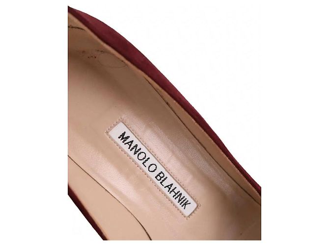 Décolleté Manolo Blahnik in pelle bordeaux - vista 4