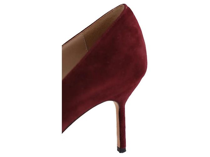 Décolleté Manolo Blahnik in pelle bordeaux - vista 5