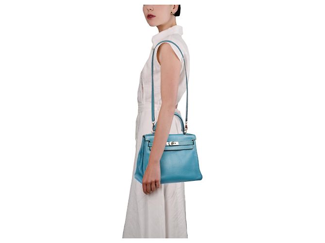 Hermès Borsa HERMES Kelly 28 in Pelle Blu - 104041 - vista 13
