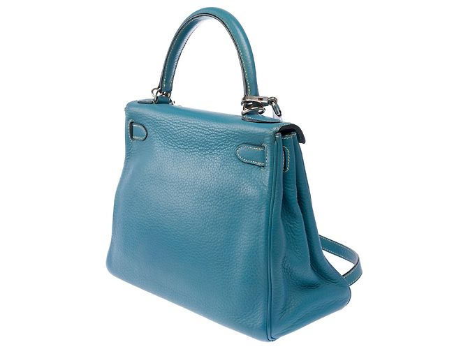 Hermès Borsa HERMES Kelly 28 in Pelle Blu - 104041 - vista 2