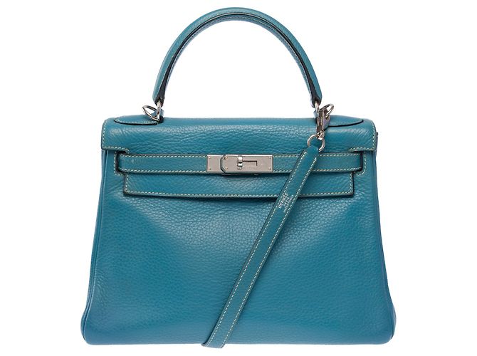 Hermès Borsa HERMES Kelly 28 in Pelle Blu - 104041 - vista 4