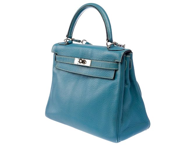 Hermès Borsa HERMES Kelly 28 in Pelle Blu - 104041 - vista 6