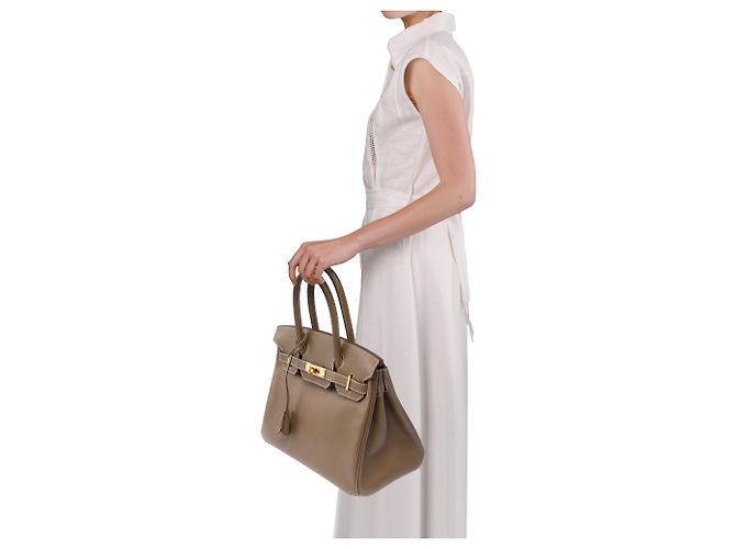 Hermès Borsa HERMES Birkin 30 in Pelle Étoupe - 104052 - vista 13