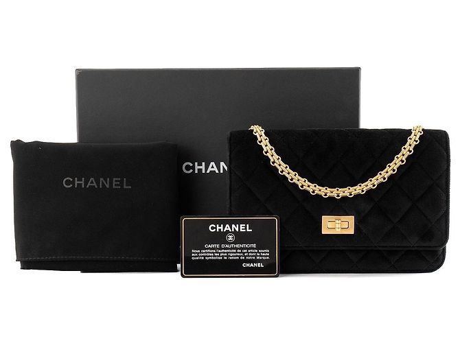 CHANEL - Borsa a tracolla Wallet On Chain 2.55 in velluto nero - vista 10