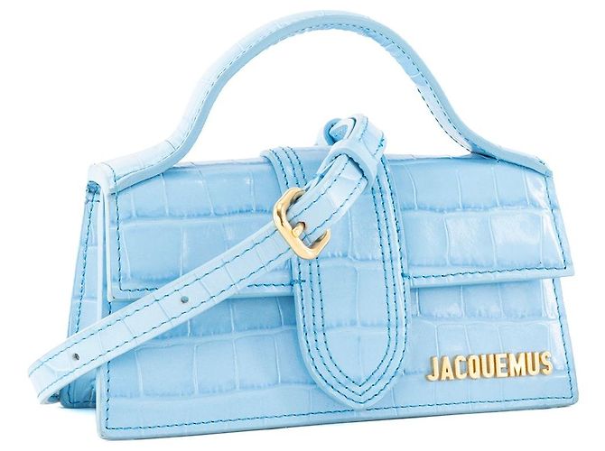 JACQUEMUS - Borsa a tracolla Le Bambino Jacquemus in pelle embossed coccodrillo blu - vista 2