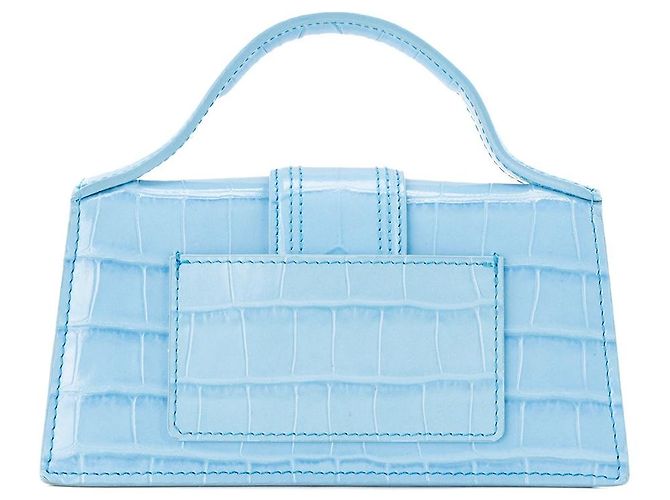 JACQUEMUS - Borsa a tracolla Le Bambino Jacquemus in pelle embossed coccodrillo blu - vista 3