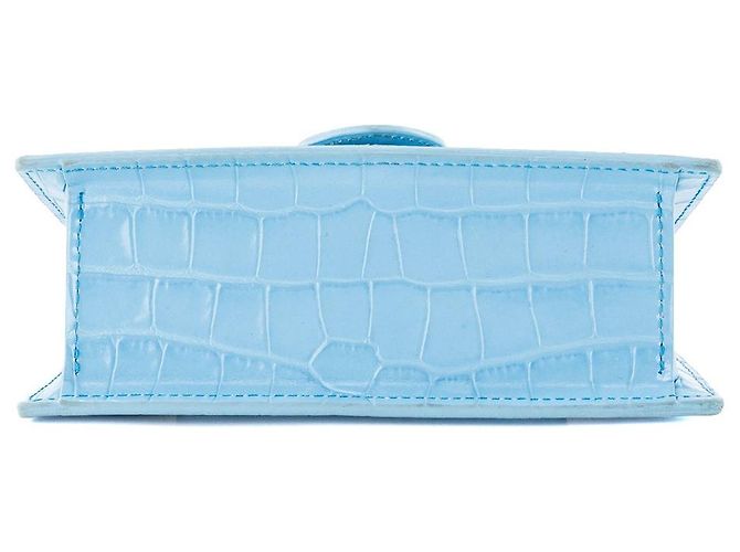 JACQUEMUS - Borsa a tracolla Le Bambino Jacquemus in pelle embossed coccodrillo blu - vista 4