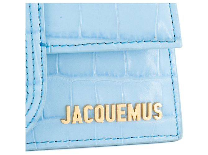 JACQUEMUS - Borsa a tracolla Le Bambino Jacquemus in pelle embossed coccodrillo blu - vista 5