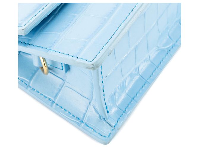 JACQUEMUS - Borsa a tracolla Le Bambino Jacquemus in pelle embossed coccodrillo blu - vista 6