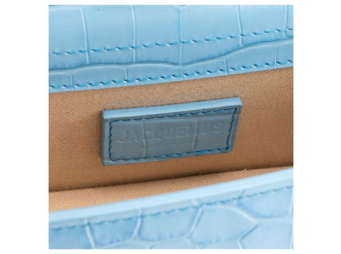 JACQUEMUS - Borsa a tracolla Le Bambino Jacquemus in pelle embossed coccodrillo blu - vista 7