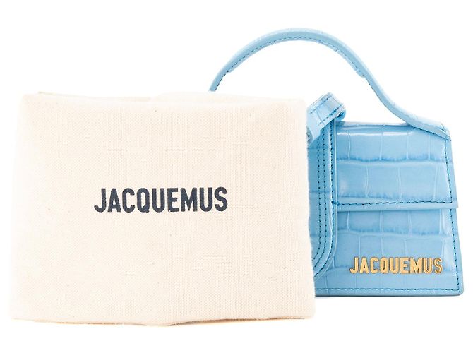 JACQUEMUS - Borsa a tracolla Le Bambino Jacquemus in pelle embossed coccodrillo blu - vista 9