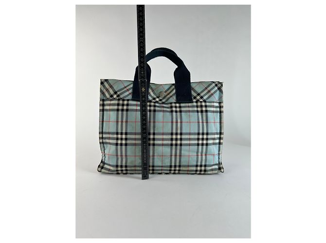 Burberry Nova Check Tote Vintage Anfang 2000er Hellblau - Ansicht 7