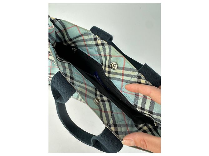 Burberry Nova Check Tote Vintage Anfang 2000er Hellblau - Ansicht 8