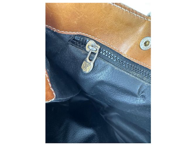 Céline Vintage Celine Structured Pebbled Leather Top-Handle Bag c. 2009 Black Tan - view 8