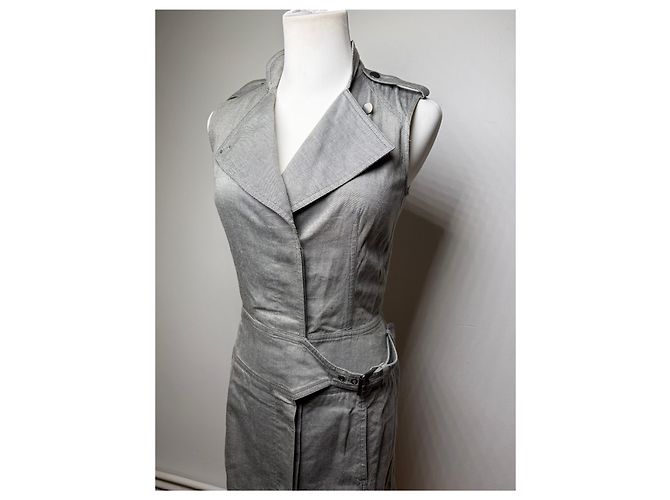 Vintage Givenchy Baumwolle Midi Kleid Grau Riccardo Tisci Ära M - Ansicht 14