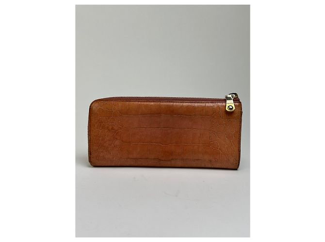 Vintage Miu Miu Crocodile-Effect Bifold Wallet c. Mid-2000s Light Brown - view 2