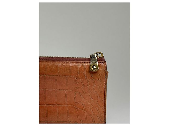 Vintage Miu Miu Crocodile-Effect Bifold Wallet c. Mid-2000s Light Brown - view 5