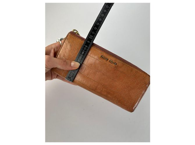 Vintage Miu Miu Crocodile-Effect Bifold Wallet c. Mid-2000s Light Brown - view 9