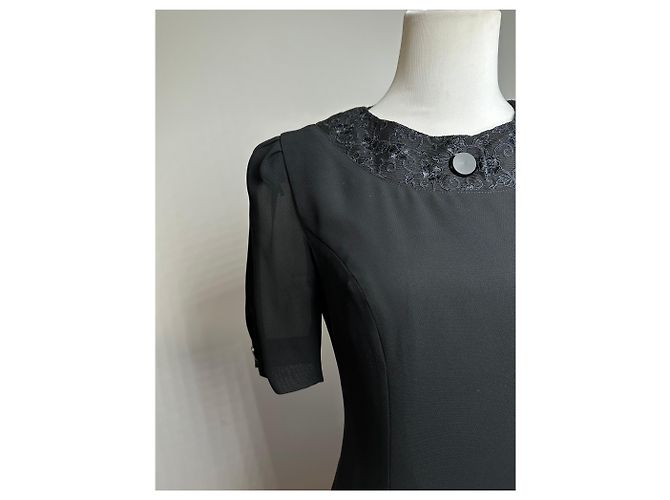 Vintage Chloé Kleid mit Spitzenbesatz Schwarz 7AR - Ansicht 10