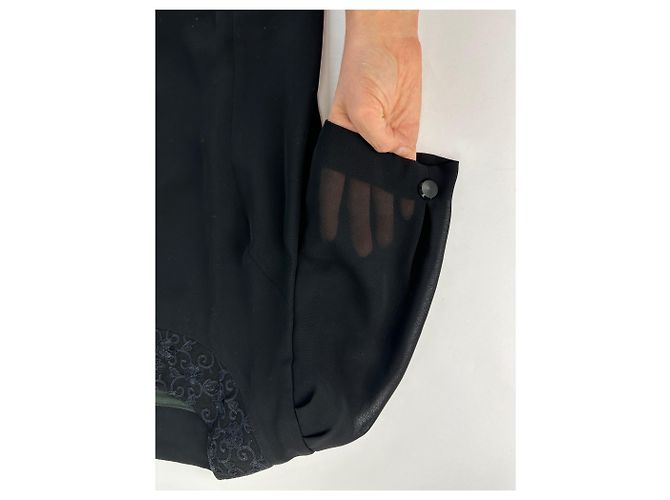 Vintage Chloé Kleid mit Spitzenbesatz Schwarz 7AR - Ansicht 13