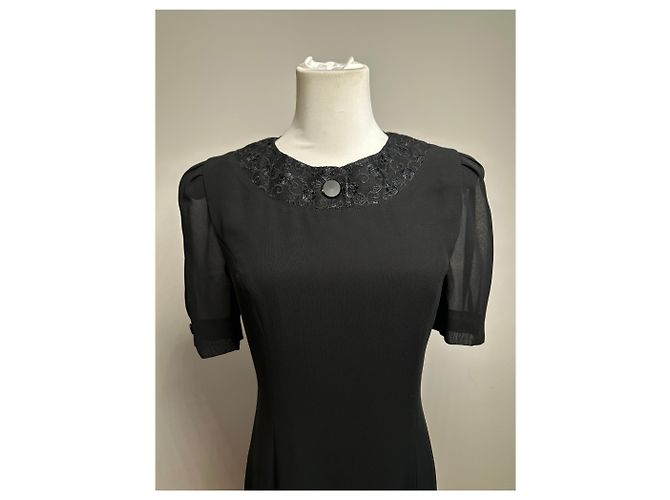 Vintage Chloé Kleid mit Spitzenbesatz Schwarz 7AR - Ansicht 14