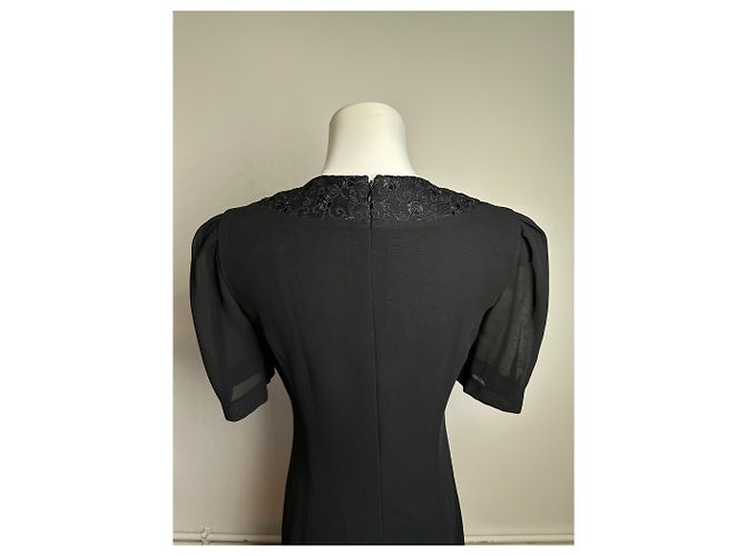 Vintage Chloé Kleid mit Spitzenbesatz Schwarz 7AR - Ansicht 15