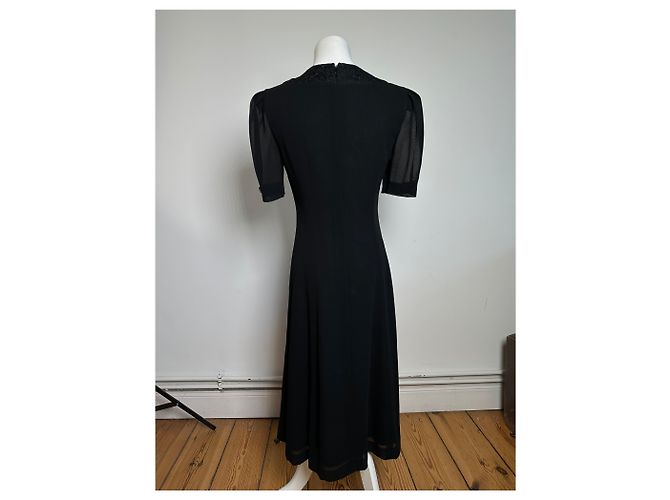 Vintage Chloé Kleid mit Spitzenbesatz Schwarz 7AR - Ansicht 3